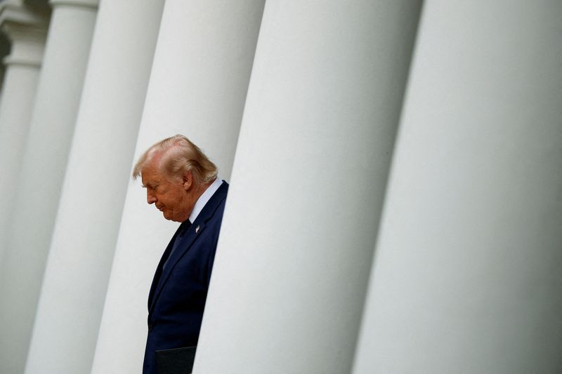 U.S. President Donald Trump arrives for a Rose Garden Club Lunch at the White House in Washington, D.C., U.S., July 6, 2026. REUTERS/Evan Vucci