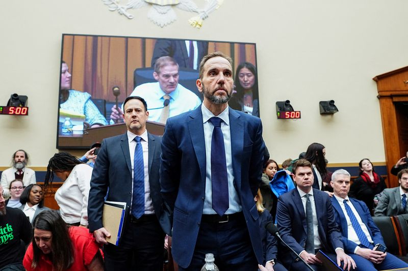 FILE PHOTO: Former Special Counsel Jack Smith prepares to depart after testifying before the House Judiciary Committee about his criminal investigation of U.S. President Donald Trump, on Capitol Hill in Washington, D.C., U.S., January 22, 2026. REUTERS/Aaron Schwartz/File Photo