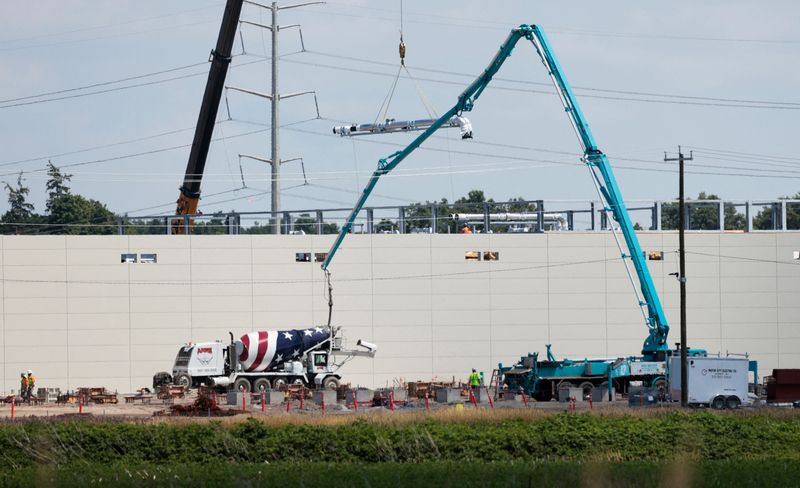 A view of the "Saline Barn" Data Center under construction in Saline Township, Michigan, U.S. June 27 2026.  REUTERS/Rebecca Cook