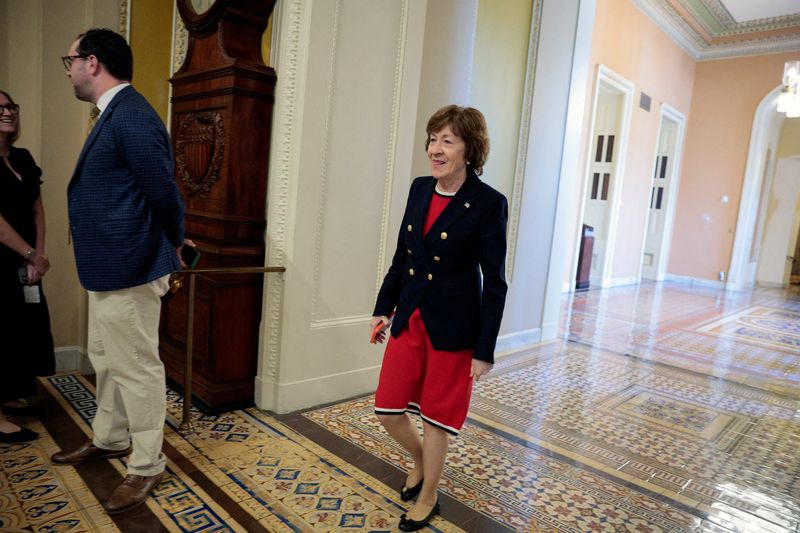 U.S. Senator Susan Collins (R-ME) walks, on the day of Senate votes, on Capitol Hill in Washington, D.C., U.S., June 4, 2026. REUTERS/Evan Vucci