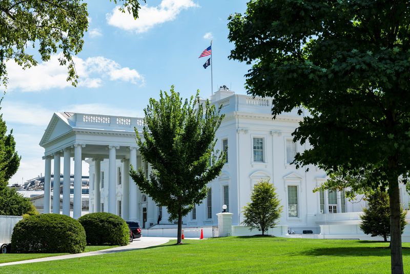 FILE PHOTO: The exterior of the White House is seen from the North Lawn in Washington, U.S., August 19, 2021. REUTERS/Cheriss May/File photo