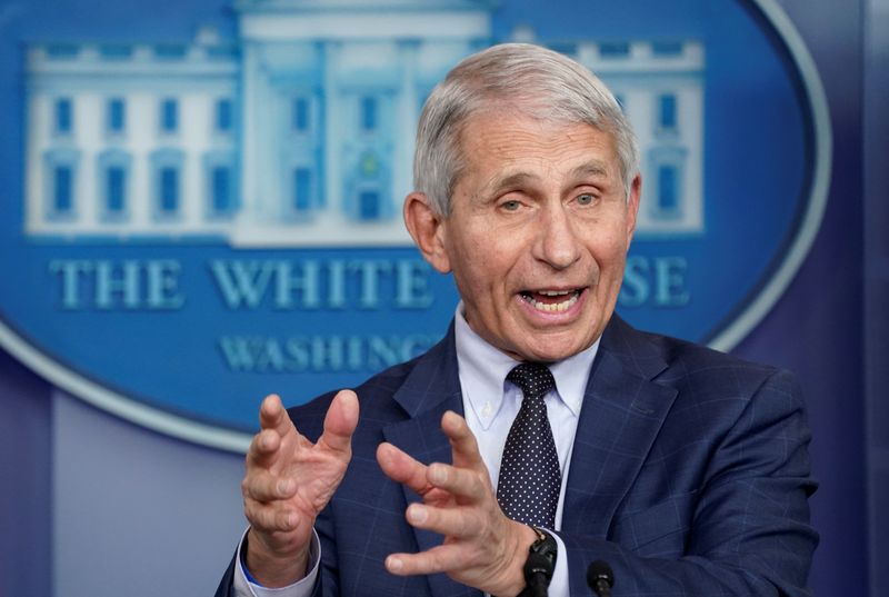 Dr. Anthony Fauci speaks during a press briefing at the White House in Washington, U.S., December 1, 2021. REUTERS/Kevin Lamarque/File Photo