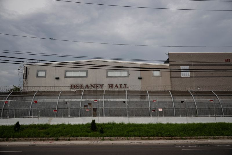 Storm clouds form over Delaney Hall detention center, after U.S. Representative Rob Menendez (D-NJ) announced that a third man died following a medical emergency at the facility in July 2026, in Newark, New Jersey, U.S., August 7, 2026. REUTERS/Vincent Alban