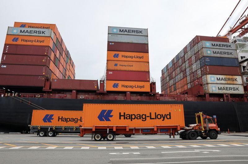 A cargo ship bound for Japan is moored at the Centerm container ship terminal at the Port of Vancouver in Vancouver, British Columbia, Canada August 3, 2025.  REUTERS/Chris Helgren
