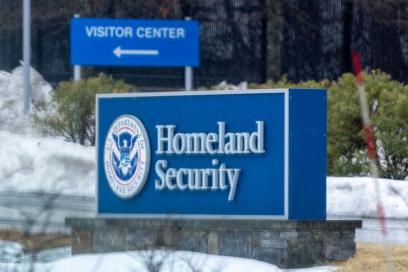 A view of the sign in front of US Homeland Security Department in South East Washington, D.C., U.S. February 15, 2026. REUTERS/Ken Cedeno
