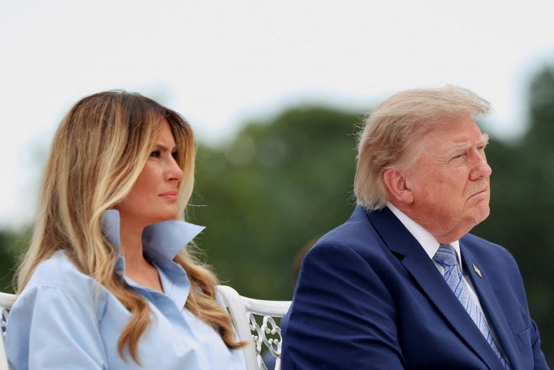 FILE PHOTO: U.S. President Donald Trump and first lady Melania Trump participate in a Fostering the Future announcement in the Rose Garden of the White House in Washington, D.C., August 20, 2026.   REUTERS/Tierney Cross/File Photo