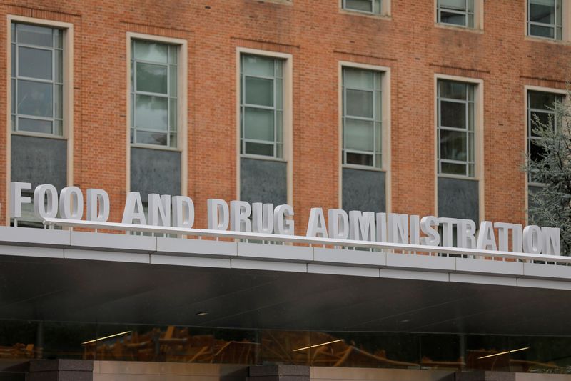 Signage is seen outside of the Food and Drug Administration (FDA) headquarters in White Oak, Maryland, U.S., August 29, 2020. REUTERS/Andrew Kelly