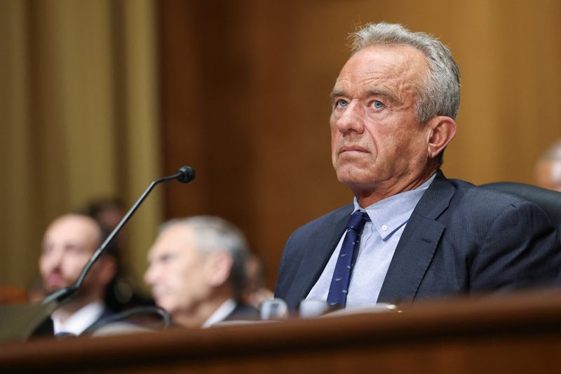 FILE PHOTO: U.S. Health and Human Services Secretary Robert F. Kennedy Jr., looks on as he attends to testify before a Senate Finance Committee hearing on President Donald Trump's 2026 health care agenda, on Capitol Hill in Washington, D.C., U.S., September 4, 2025. REUTERS/Jonathan Ernst/ File Photo