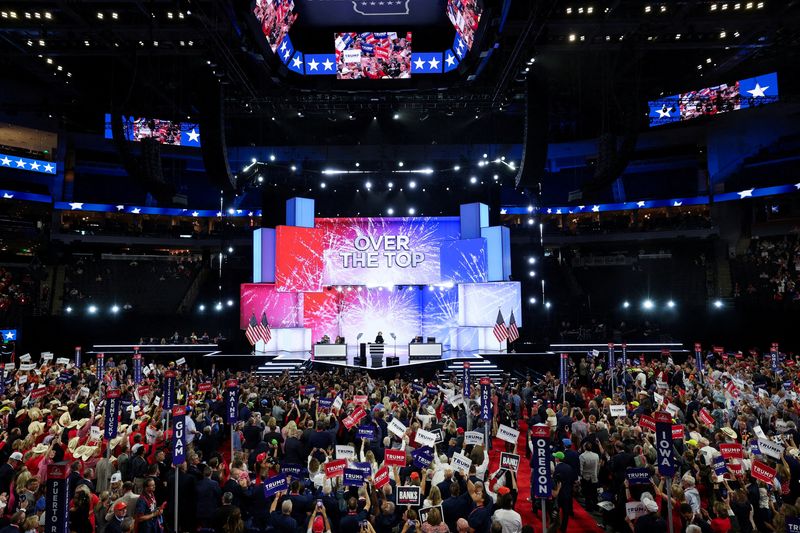 FILE PHOTO: Vicki Drummond announces that former U.S. President Donald Trump was elected as the party's Presidential nominee on Day 1 of the Republican National Convention (RNC) at the Fiserv Forum in Milwaukee, Wisconsin, U.S., July 15, 2024. REUTERS/Mike Segar/File Photo
