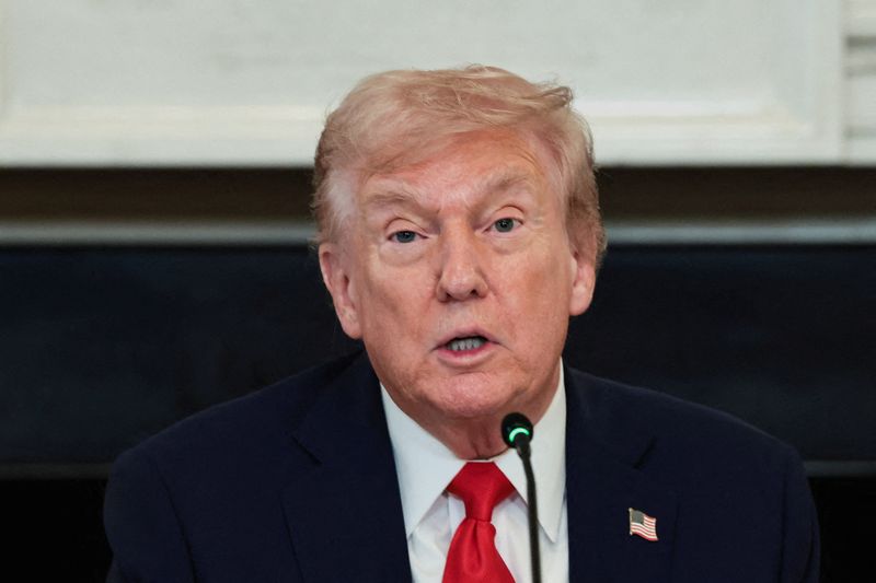 U.S. President Donald Trump at the White House in Washington, D.C., U.S., October 8, 2025. REUTERS/Evelyn Hockstein
