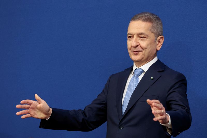 FILE PHOTO: Governor of the Bank of Italy Fabio Panetta presents the Bank of Italy's annual report, in Rome, Italy, May 30, 2025. REUTERS/Remo Casilli/File Photo