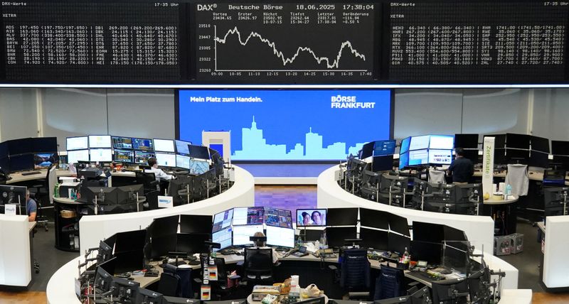 The German DAX share price index graph is displayed at the stock exchange in Frankfurt, Germany, June 18, 2025.  REUTERS/Staff