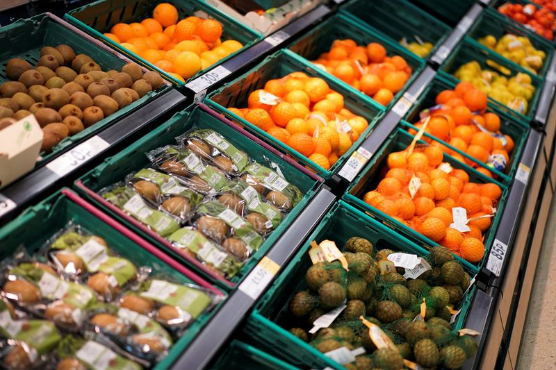 FILE PHOTO: Fruit is displayed for sale inside a supermarket in London, Britain August 7, 2019. REUTERS/Henry Nicholls/File Photo