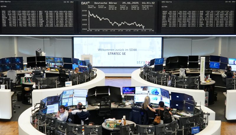 The German DAX share price index graph is displayed at the stock exchange in Frankfurt, Germany, June 25, 2025.  REUTERS/Staff