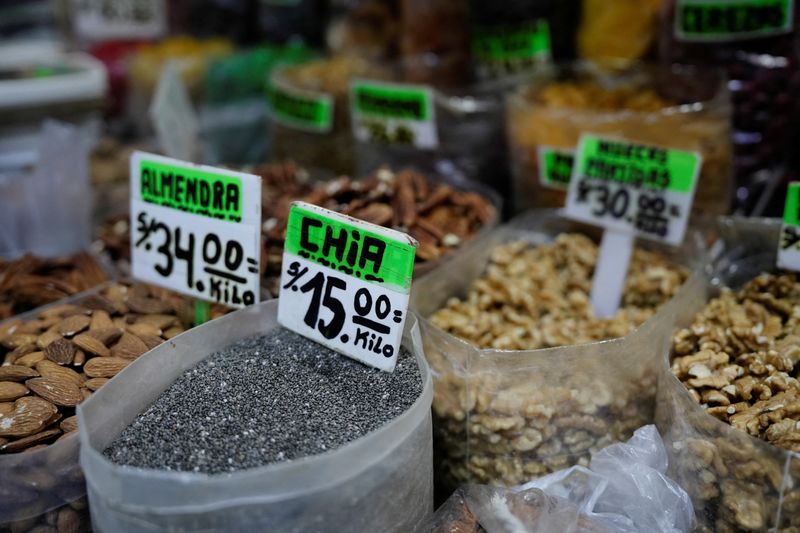FILE PHOTO: View of price tags at a local market in Lima, Peru January 30, 2025. REUTERS/Angela Ponce/File Photo