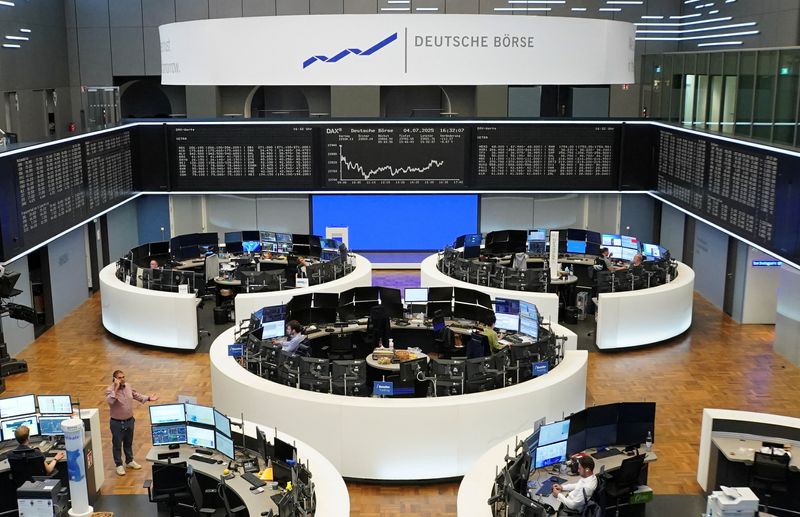 The German share price index DAX graph is pictured at the stock exchange in Frankfurt, Germany, July 4, 2025.    REUTERS/Wolfgang Rattay/File Photo