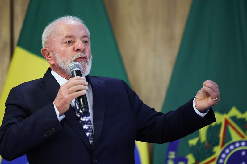 FILE PHOTO: Brazil's President Luiz Inacio Lula da Silva speaks during a meeting to announce the submission of a bill to expand income tax exemptions to the National Congress at the Planalto Palace in Brasilia, Brazil, March 18, 2025. REUTERS/Adriano Machado/ File Photo