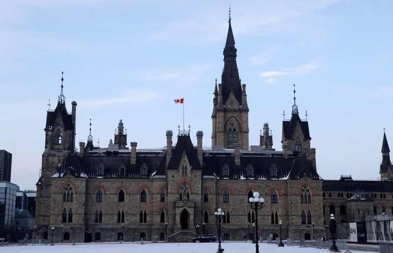 FILE PHOTO: The West Block of the Parliament Buildings is pictured in Ottawa, Ontario, Canada, January 7, 2025.  REUTERS/Patrick Doyle/File photo