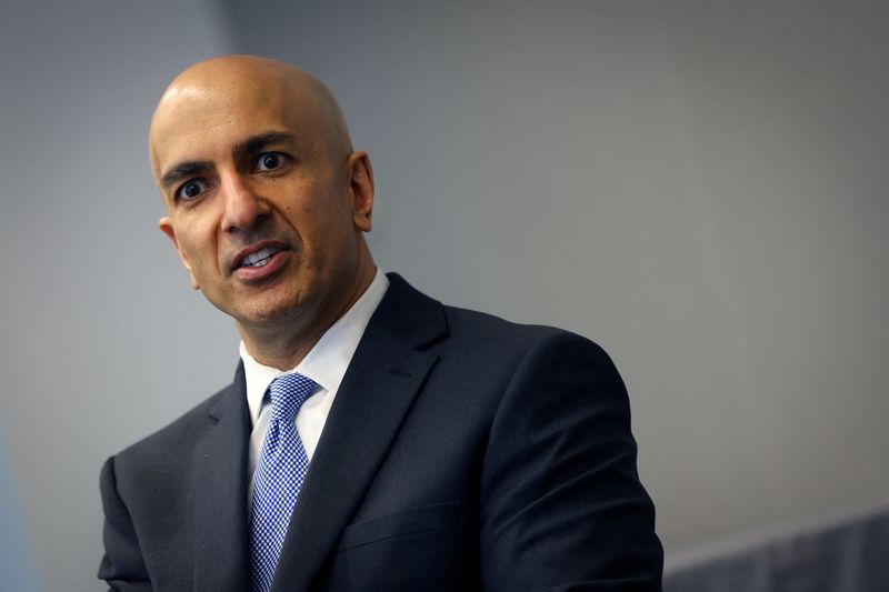 FILE PHOTO: Neel Kashkari, President and CEO of the Federal Reserve Bank of Minneapolis, speaks during an interview with Reuters in New York City, New York, U.S., May 22, 2023. REUTERS/Mike Segar/File Photo