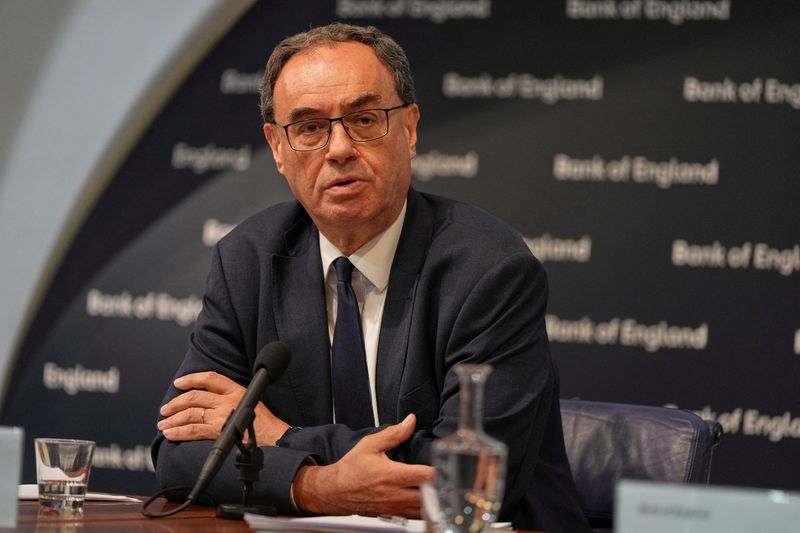 FILE PHOTO: Bank of England Governor Andrew Bailey speaks at the Bank of England Stability Report, in London, Wednesday, July 9, 2025. Alastair Grant/Pool via REUTERS/File Photo