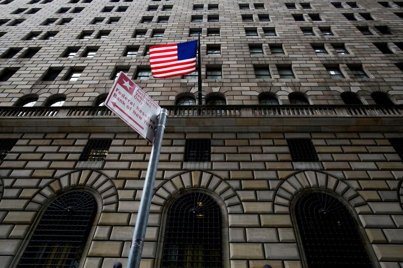 FILE PHOTO: The Federal Reserve Bank of New York building is seen in the Manhattan borough of New York, U.S., December 16, 2017. REUTERS/Eduardo Munoz/File Photo