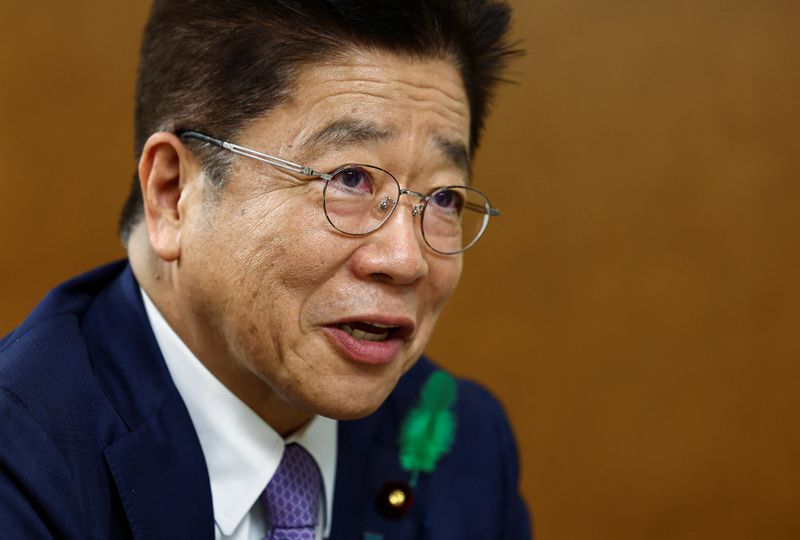 Japan's Finance Minister Katsunobu Kato speaks during an interview with Reuters at the Finance Ministry in Tokyo, Japan April 17, 2025.  REUTERS/Issei Kato/ File Photo