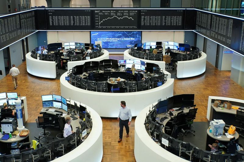 German share price index DAX graph is pictured at the stock exchange in Frankfurt, Germany, July 29, 2025.    REUTERS/Wolfgang Rattay/ File Photo