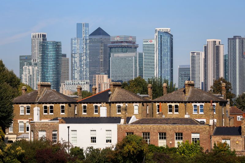 Canary Wharf skyscrapers as seen from Greenwich Park in London, Britain, September 30, 2025. REUTERS/Corey Rudy