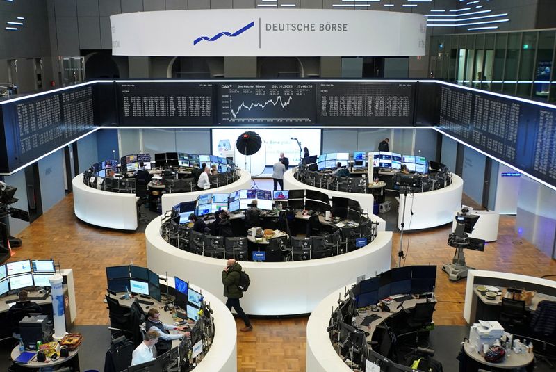 German share price index DAX graph is pictured at the stock exchange in Frankfurt, Germany, October 28, 2025. REUTERS/staff