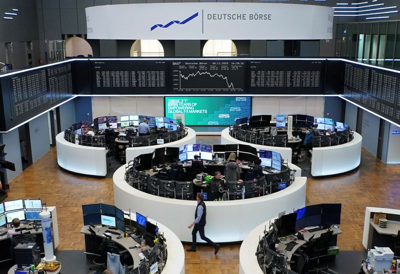The German share price index DAX graph is pictured at the stock exchange in Frankfurt, Germany, November 6, 2025. REUTERS/staff