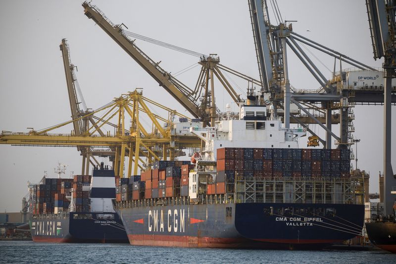 Container ships are seen at the port in Dakar, Senegal, February 11, 2025. REUTERS/Zohra Bensemra/File Photo