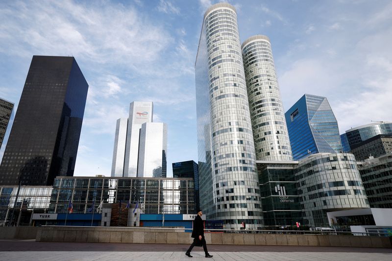 A man walks on the esplanade of La Defense in the financial and business district of La Defense, near Paris, France, January 27, 2025. REUTERS/Sarah Meyssonnier