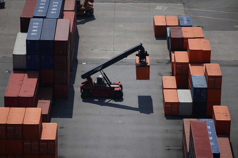 Shipping containers are seen at Pyeongtaek port in Pyeongtaek, South Korea, April 15, 2025.   REUTERS/Kim Hong-Ji