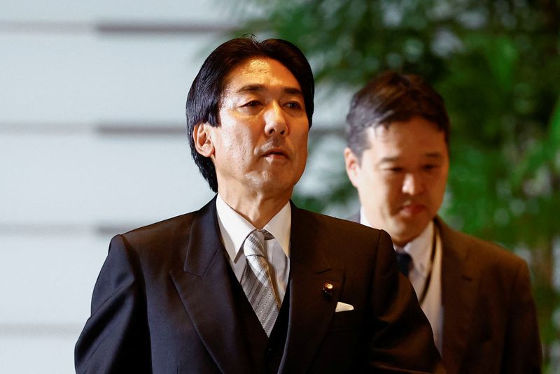 Japan's Minister in Charge of Economic Security Minoru Kiuchi arrives at Prime Minister Shigeru Ishiba's official residence in Tokyo, Japan October 1, 2024. REUTERS/Issei Kato