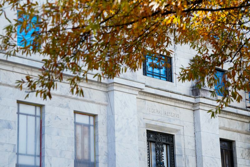 FILE PHOTO: Renovations continue at the Federal Reserve Board building in Washington, D.C., U.S., November 14, 2025. REUTERS/Elizabeth Frantz/File Photo
