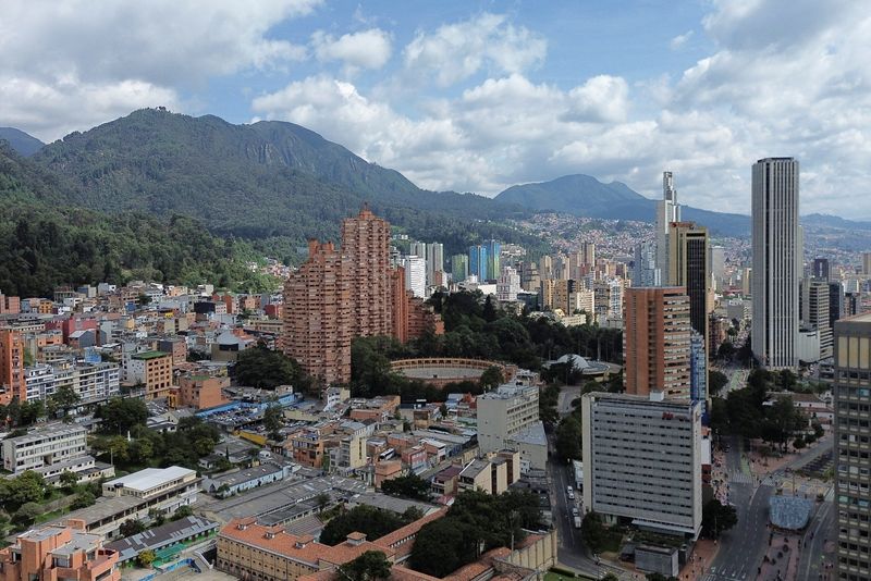A drone view shows downtown, in Bogota, Colombia March 23, 2025. REUTERS/Nathalia Angarita
