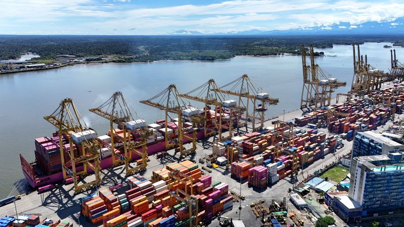 A drone view shows the seaport of Buenaventura, Colombia June 28, 2025. REUTERS/Javier Andres Rojas