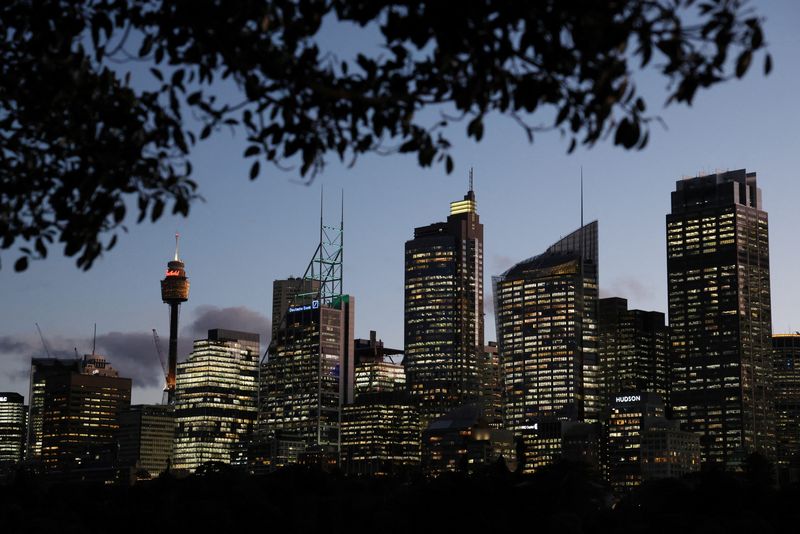 A view shows the Central Business District (CBD) skyline at sunset in Sydney, Australia, July 10, 2025. REUTERS/Hollie Adams