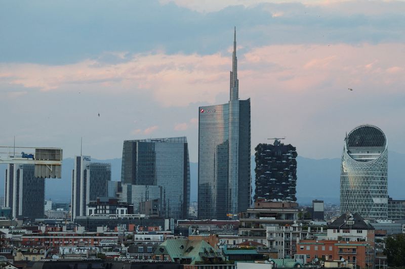 A view shows Milan's skyline during sunset in Milan, Italy, July 6, 2023. REUTERS/Claudia Greco