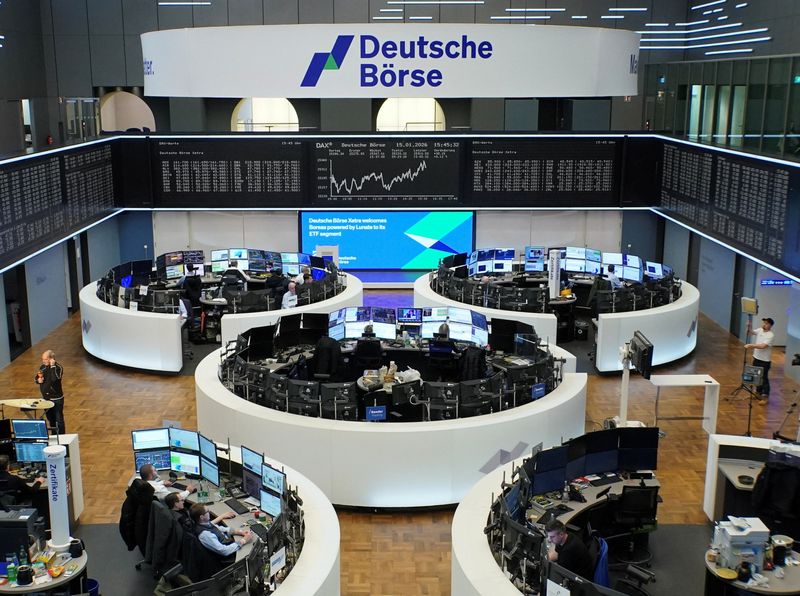 The German share price index DAX graph is pictured at the stock exchange in Frankfurt, Germany, January 15, 2026.    REUTERS/staff