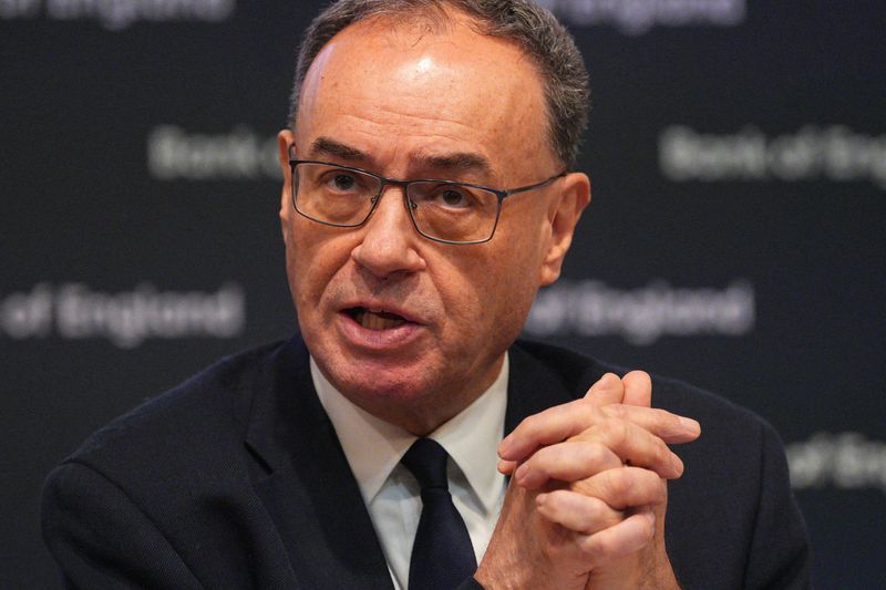 Governor of the Bank of England, Andrew Bailey, talks during a press conference, in London, Britain February 05, 2026. Carl Court/ Pool via REUTERS