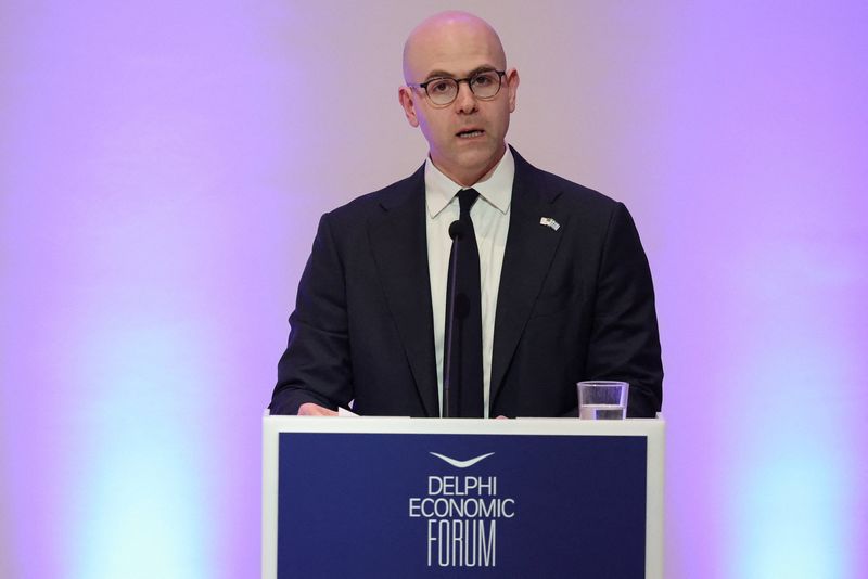 Federal Reserve Board Governor Stephen Miran speaks on "Regulations, the Supply Side, and Monetary Policy" during the Delphi Economic Forum Lecture event, at the National Gallery in Athens, Greece, January 14, 2026. REUTERS/Louisa Gouliamaki