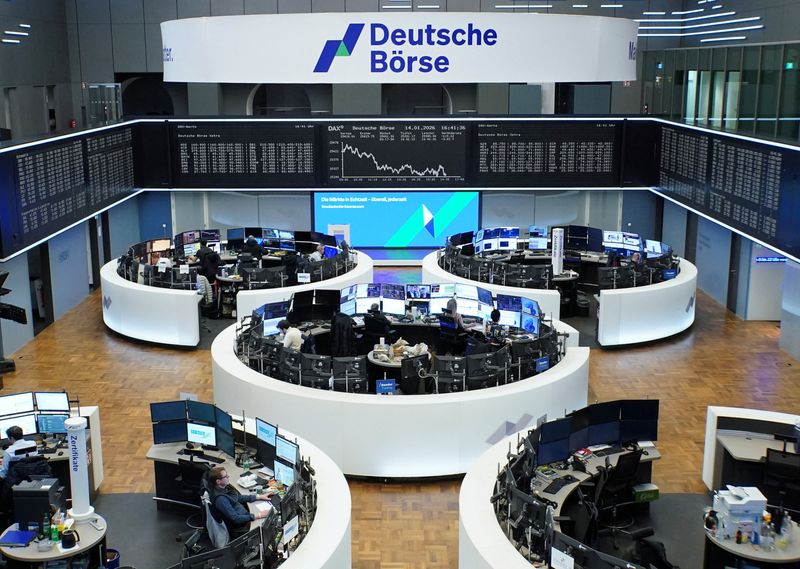 The German share price index DAX graph is pictured at the stock exchange in Frankfurt, Germany, January 14, 2026.    REUTERS/staff