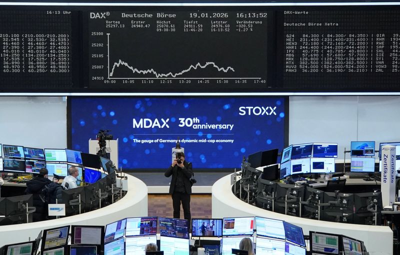 The German share price index DAX graph is pictured at the stock exchange in Frankfurt, Germany, January 19, 2026.    REUTERS/staff