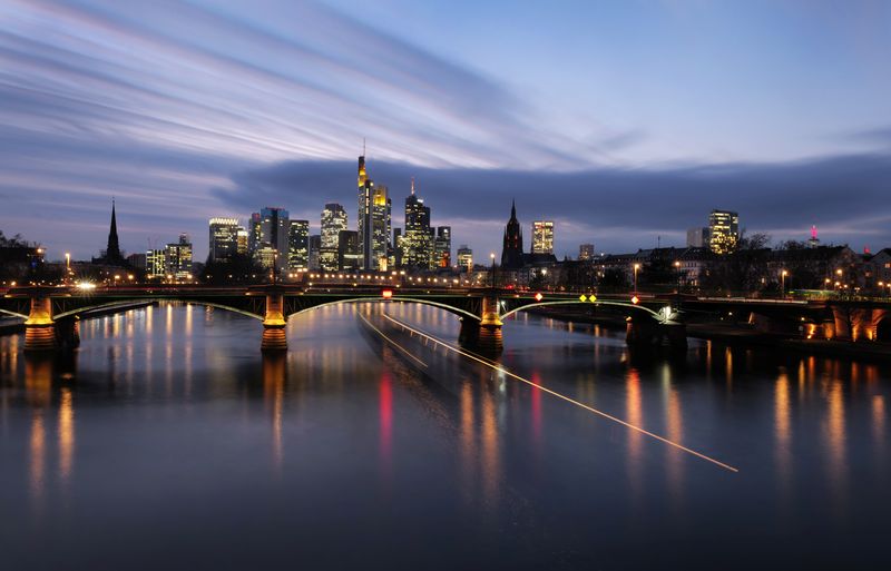 The skyline with its financial district is photographed in Frankfurt, Germany, January 13, 2021.  REUTERS/Kai Pfaffenbach/File Photo
