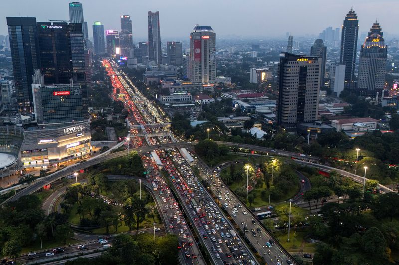 A drone view shows traffic during evening rush hours in Jakarta, Indonesia, February 3, 2026. REUTERS/Willy Kurniawan