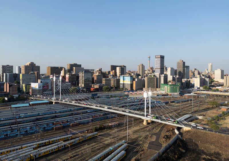 A general view of Nelson Mandela Bridge and the central business district of Johannesburg, South Africa, September 27, 2024. REUTERS/Ihsaan Haffejee