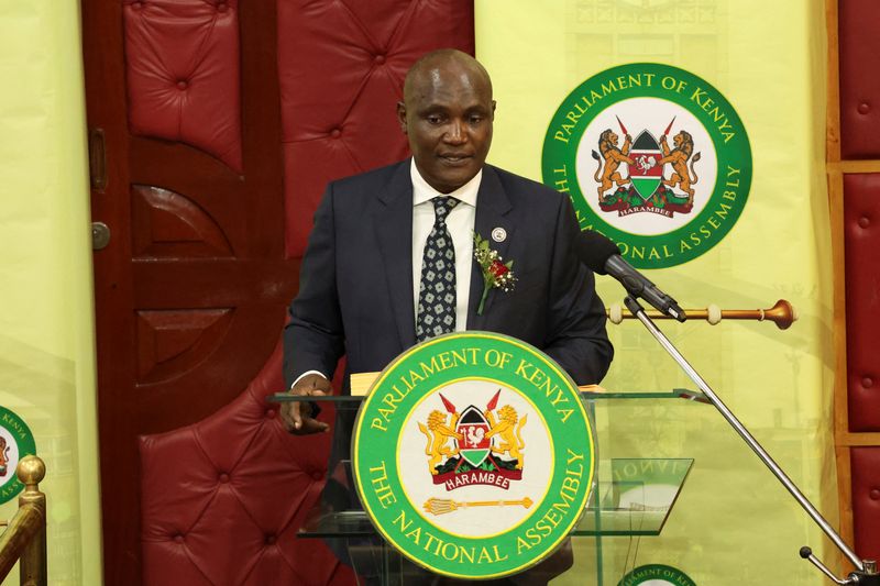 FILE PHOTO:Kenya's Finance Minister John Mbadi presents the Government Budget for the 2025/26 fiscal year inside the parliament building in Nairobi, Kenya June 12, 2025. REUTERS/Monicah Mwangi/File Photo
