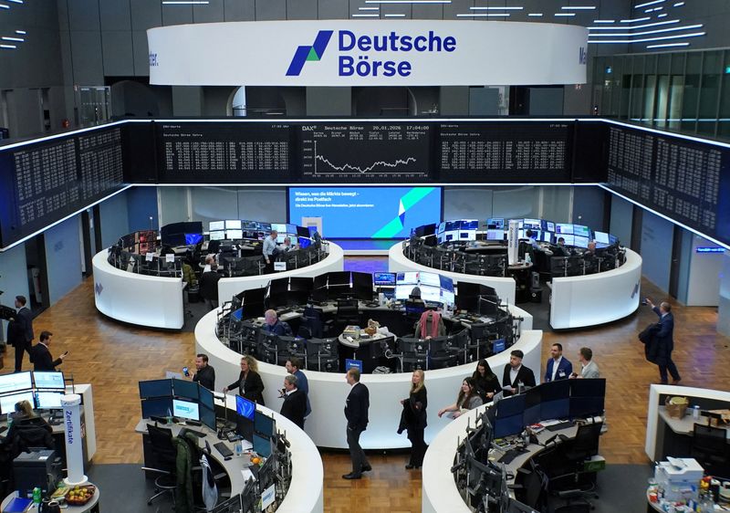 The German share price index DAX graph is pictured at the stock exchange in Frankfurt, Germany, January 20, 2026.    REUTERS/staff