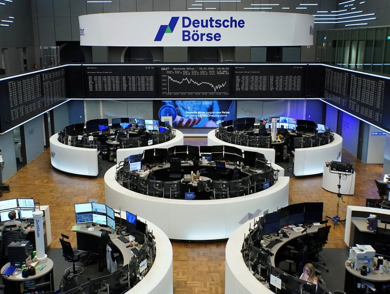 The German share price index DAX graph is pictured at the stock exchange in Frankfurt, Germany, January 16, 2026.    REUTERS/staff